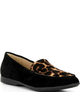 _XR fB[X V[Y pvX vg XG[h [t@[ Dansko Lorri Suede Leopard Print Calf Hair Loafers Black/Leopard ubN