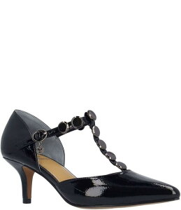 �W�F�C���j�[ ���f�B�[�X �V���[�Y �q�[�� J. Renee Mayven Patent Studded T-Strap Pumps Black �u���b�N
