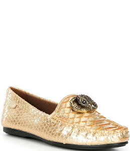 �J�[�g�W�F�C�K�[�����h�� ���f�B�[�X �V���[�Y �X���b�|���E���[�t�@�[ �`�F���V�[ ���U�[ ���[�t�@�[ ���S Kurt Geiger London Chelsea Snake Embossed Leather Logo Ornament Moccasin Loafers Gold �S�[���h