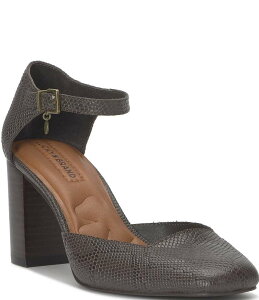 ���b�L�[�u�����h ���f�B�[�X �V���[�Y �q�[�� �A���N�� Lucky Brand Kanira Embossed Ankle Strap Pumps Chocolate �`���R���[�g
