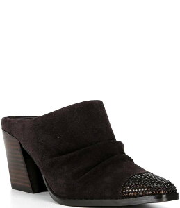 �h�i���h�v���l�[�� ���f�B�[�X �V���[�Y �T���_�� �X�G�[�h �q�[�� Donald Pliner Westan Suede Crystal Toe Block Heel Western Mules Dark Brown �u���E��