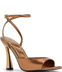�A���h ���f�B�[�X �V���[�Y �T���_�� �g�[�� �A���N�� ALDO Valentyna Crinkle Metallic Ankle Strap Dress Sandals Copper Brown �u���E��