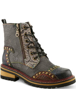 yz eBXe fB[X u[cECu[c V[Y Rugup Leather and Textile Studded Faux Fur Lined Booties Slate Multi