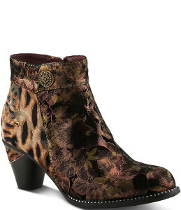 eBXe fB[X V[Y u[cECu[c Aj} t[ vg xxbg XG[h u[c t[ L'ARTISTE L`ARTISTE Dessalynn Floral Print Suede and Animal Print Velvet Booties