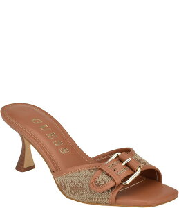 �Q�X ���f�B�[�X �V���[�Y �T���_�� ���S Guess Dista Logo Buckle Hardware Slide Sandals Medium Brown �u���E��