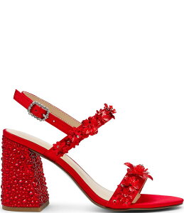 �x�b�c�B�W�����\�� ���f�B�[�X �V���[�Y �T���_�� �g�[�� Blue by Betsey Johnson Drue Metallic Rhinestone Embellished Dress Sandals Red ���b�h