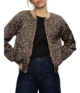 TN`A[ fB[X AE^[ R[g vg TVc WPbg Sanctuary Monroe Leopard Print Sateen Banded Long Sleeve Bomber Jacket French Kitty Aj}