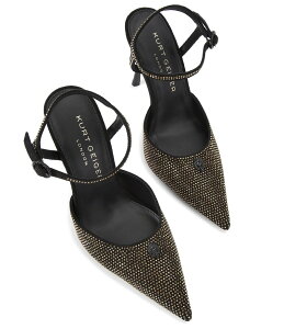 �J�[�g�W�F�C�K�[�����h�� ���f�B�[�X �V���[�Y �q�[�� �A���N�� ���S Kurt Geiger London Eagle Crystal Embellished Logo Ornament Pointed Toe Ankle Strap Pumps Black �u���b�N