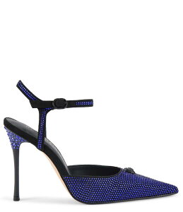 �J�[�g�W�F�C�K�[�����h�� ���f�B�[�X �V���[�Y �q�[�� �A���N�� ���S Kurt Geiger London Eagle Crystal Embellished Logo Ornament Pointed Toe Ankle Strap Pumps Dark Blue �u���[