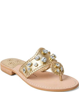 �W���b�N���W���[�X ���f�B�[�X �V���[�Y �T���_�� �g�[�� ���U�[ Jack Rogers Jacks Metallic Leather Jewel Ornamented Flat Thong Sandals Jacks Platinum ���^���b�N
