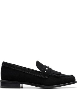 N[NX fB[X V[Y pvX XG[h [t@[ Clarks Hana Suede Studded Kiltie Loafers Black ubN