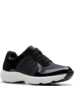 N[NX fB[X V[Y Xj[J[ U[ Clarks Tivoli Sport Leather and Fabric Sneakers Black Combination ubN