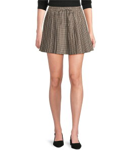 �G�[���u�Y�G�[ ���f�B�[�X �{�g���X �X�J�[�g A ���C�� �v���[�c �v�����g �~�j A Loves A Plaid Print High Rise Tie Waist Pleated A-Line Swing Mini Coordinating Skirt Nutmeg Multi �}���`�J���[