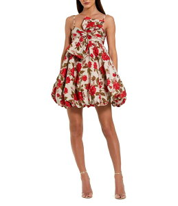 �}�b�N�_�K�� ���f�B�[�X �g�b�v�X �����s�[�X �~�j�����s�[�X �~�j �m�[�X���[�u Mac Duggal Jacquard Sleeveless Front Bow Bubble Hem Mini Dress White Multi �z���C�g