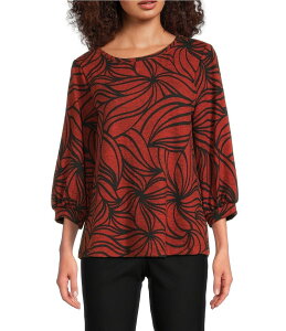 �A�� �}�C���X ���f�B�[�X �g�b�v�X �J�b�g�\�[ �j�b�g Ali Miles Brushed Knit Stripe Round Neck 3/4 Cuff Sleeve Tunic Spice �X�g���C�v