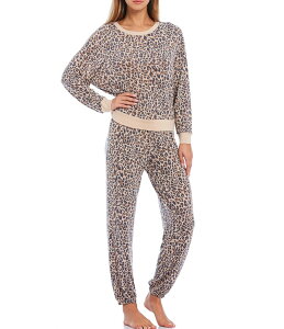�n�j�[�f���[ ���f�B�[�X �A���_�[�E�F�A �i�C�g�E�F�A �W���[�W�[ Honeydew Intimates Star Seeker Brushed Jersey Leopard Coordinating Lounge Set Natural Leopard �A�j�}��
