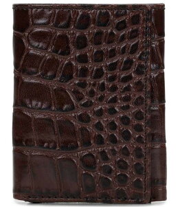�p�g���V�A�i�V�� ���f�B�[�X �A�N�Z�T���[ ���z ���U�[ Patricia Nash Nash Moderna Faux-Croco Full-Grain Leather Trifold Wallet Brown �u���E��
