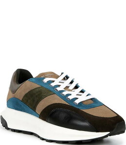 J[gWFCK[h Y V[Y hXV[Y Xj[J[ XG[h U[ Kurt Geiger London Men's Gaspar Retro Leather and Suede Stripe Sneakers Green Combo O[