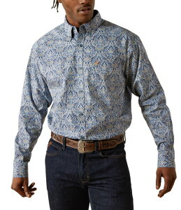 �A���A�g �����Y �g�b�v�X �V���c �v�����g Ariat Classic Fit Stoney Long Sleeve Printed Woven Shirt Blue �u���[