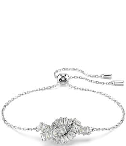�X�����t�X�L�[ ���f�B�[�X �A�N�Z�T���[ �u���X���b�g�E�o���O���E�A���N���b�g Swarovski Matrix Baguette Cut Knot Adjustable Bracelet Silver �V���o�[
