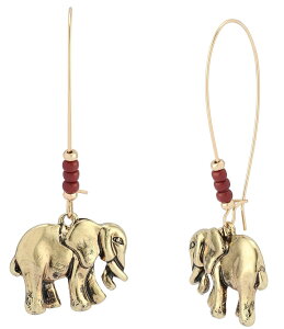 o[g [ [X fB[X ANZT[ sAXECO Robert Lee Morris Soho Heirloom Charms Elephant Dangle Drop Earrings Gold S[h
