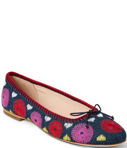 WbNW[X fB[X V[Y pvX fj Jack Rogers Bettie Denim Flower Ballet Bow Flats Blue Multi u[