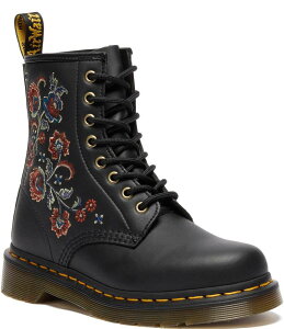 hN^[}[` fB[X V[Y u[cECu[c t[ u[c U[ t[ Dr. Martens Women's 1460 Vonda Floral Stitched Leather Combat Booties Black ubN