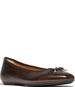 tBbgtbv fB[X V[Y pvX U[ FitFlop Delicato Soft Metallic Leather Bow Hidden Wedge Ballet Flats Chocolate Brown