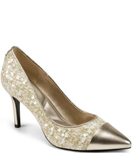 �J�[�� ���K�[�t�F���h ���f�B�[�X �V���[�Y �q�[�� KARL LAGERFELD PARIS Rialta Boucle Foil Pointed Toe Pumps Cream/Gold �N���[��