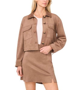 BXJ[g fB[X AE^[ R[g XG[h Nbvh WPbg Vince Camuto Suede Point Collar Long Sleeve Cropped Utility Jacket Rich Taupe g[v