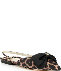 �����[�s�����b�c�@�[ ���f�B�[�X �V���[�Y �p���v�X �v�����g Lilly Pulitzer Brit Leopard Print Faille Bow Slingback Pointed Toe Flats Leopard �A�j�}��