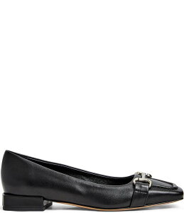 �u���[�m�}�O�� ���f�B�[�X �V���[�Y �p���v�X ���U�[ Bruno Magli Perla Leather Bit Buckle Square Toe Flats Black �u���b�N