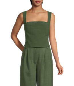 �W�����r�j ���f�B�[�X �g�b�v�X �V���c �N���[�v �u���E�X Gianni Bini Coco Coordinating Square Neck Crepe Blouse Rifle Green �O���[��