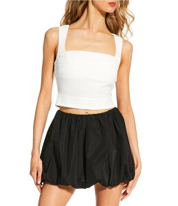 �W�����r�j ���f�B�[�X �g�b�v�X �V���c �N���[�v �u���E�X Gianni Bini Coco Coordinating Square Neck Crepe Blouse White �z���C�g