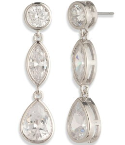 WoV[ fB[X ANZT[ sAXECO Givenchy Silver Tone CZ Triple Linear Earrings Silver Vo[