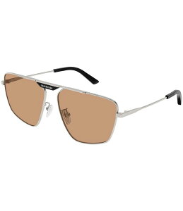 oVAK fB[X ANZT[ TOXEACEFA Balenciaga Men's Tag 2.0 61mm Navigator Sunglasses Shiny Light Ruthenium/Brown