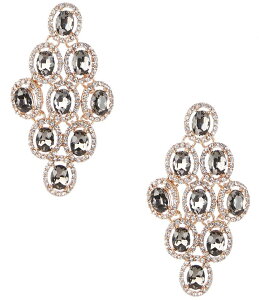 �Z�U���k ���f�B�[�X �A�N�Z�T���[ �s�A�X�E�C�������O Cezanne Black Diamond Oval with Crystal Pave Kite Drop Earrings Gold/Black Diamond �u���b�N