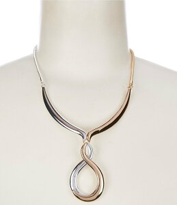 fB[Y fB[X ANZT[ lbNXE`[J[ [X Dillard's Infinity Metal Drop Polished Bar Collar Necklace Two Tone