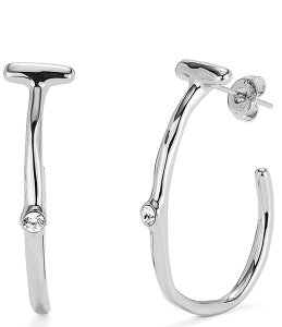 �E�m�f 50 ���f�B�[�X �A�N�Z�T���[ �s�A�X�E�C�������O UNOde50 Ser Indomable Collection Stone Bar Sterling Silver Hoop Earrings Silver �V���o�[