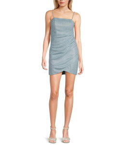 �~�b�h�i�C�g �h�[�� ���f�B�[�X �g�b�v�X �����s�[�X �{�f�B�R�������s�[�X Midnight Doll Square Neck Pearl Strap Tulip Hem Bodycon Dress Power Blue �u���[