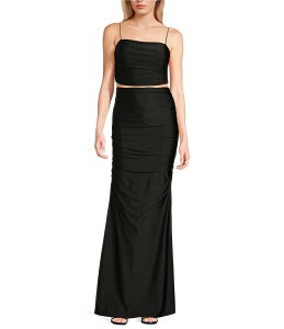 �~�b�h�i�C�g �h�[�� ���f�B�[�X �g�b�v�X �����s�[�X �T�e�� �j�b�g �W���[�W�[ Midnight Doll Jersey Satin Knit Spaghetti Strap Dress Black �u���b�N