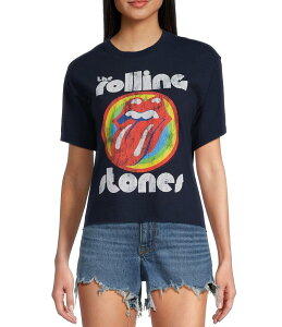 �W�����N�t�[�h ���f�B�[�X �g�b�v�X T�V���c �N���[�l�b�N �V���c �O���t�B�b�N Junk Food Short Sleeve Crewneck Rolling Stones Raw Edge Graphic T-Shirt Navy �l�C�r�[