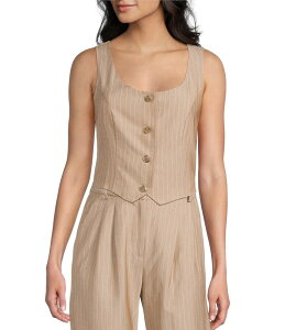 I.N.�T���t�����V�X�R ���f�B�[�X �g�b�v�X �V���c �x�X�g I.N. San Francisco Scoop Neck Pinstripe Coordinating Vest Top Heather Mocha �w�U�[