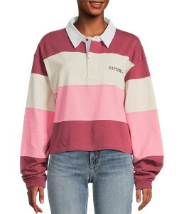 ���b�v�J�[�� ���f�B�[�X �g�b�v�X T�V���c Rip Curl Keepsakes Long Sleeve Striped Rugby Shirt Pink �s���N