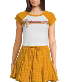 ロキシー レディース トップス Tシャツ クロップド Roxy Retro Heritage Stripe Raglan Sleeve Color Blocked Cropped Baby T-Shirt Buckthorn ストライプ