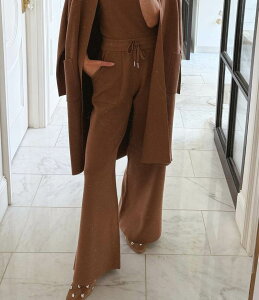 �X�v�����f�B�b�g ���f�B�[�X �{�g���X �J�W���A���p���c ���C�h���b�O �p���c Splendid x Cella Jane Blog Mid Rise Wide Leg Lounge Full Length Pants Truffle