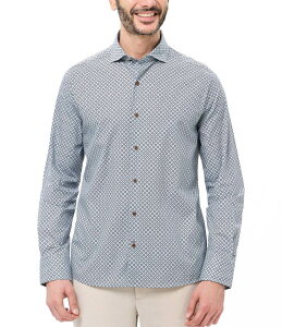 �r�X�R�b�e�B �����Y �g�b�v�X �V���c �v�����g Visconti Geo Diamond Print Stretch Long Sleeve Woven Shirt Rhombus
