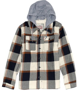 [oCX Y AE^[ WPbgEu] t[fbhWPbg Rbg W[W[ WPbg Levi'sR Long Sleeve Plaid Cotton Shacket Jersey Hooded Jacket Navy Brown Putty lCr[