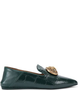 J[gWFCK[h fB[X V[Y pvX vg `FV[ U[ [t@[ S Kurt Geiger London Chelsea Croco Print Patent Leather Logo Ornament Point Toe Loafers Green O[