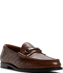 �A���h �����Y �V���[�Y �X���b�|���E���[�t�@�[ ���U�[ ���[�t�@�[ ALDO Men's Clarke Croco Embossed Leather Bit Buckle Dress Loafers Rust ���X�g
